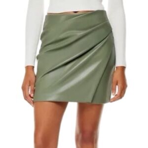 Aritiza Wilfred Angie Skirt Mini Vegan Leather Butter Sage Green Pleated 10